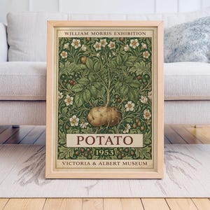 William Morris Exhibition Poster Potato Botanical Kitchen Wall Art Print