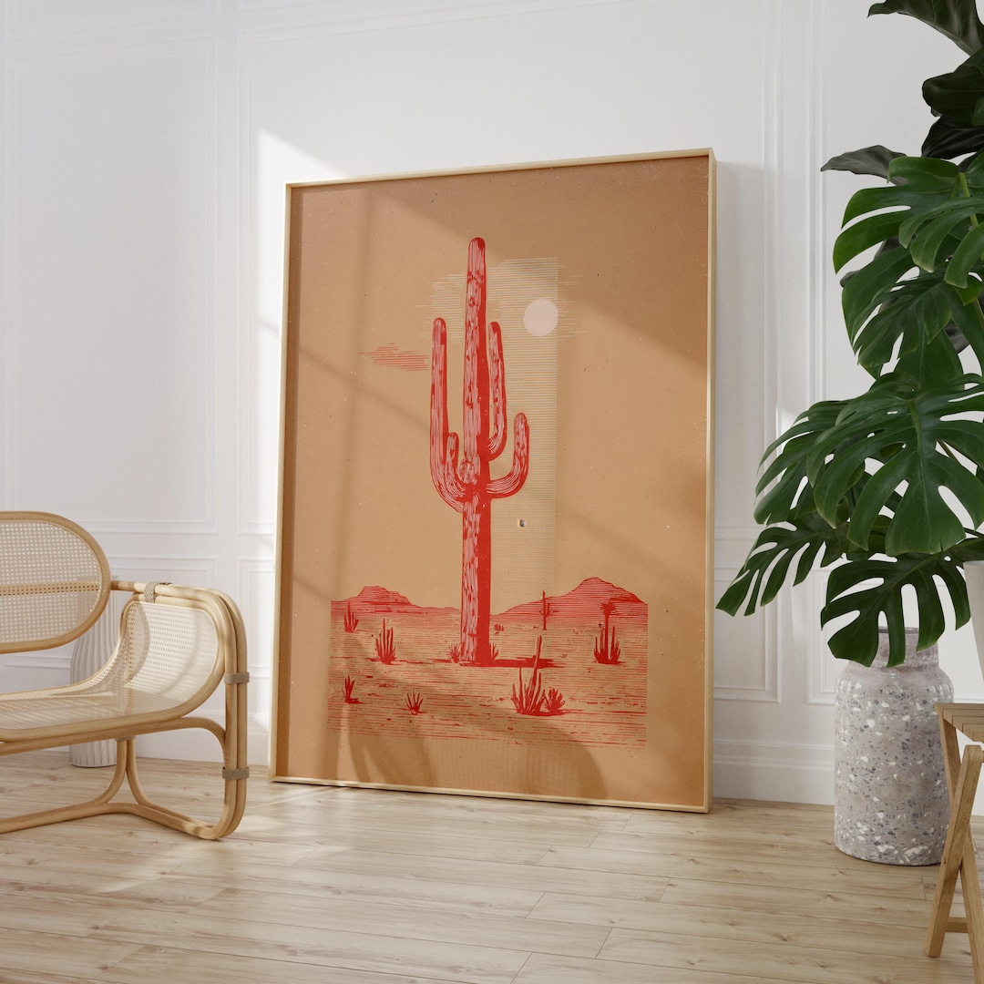 Cactus Print Saguaro Pink Desert Southwest Wall Art - Etsy