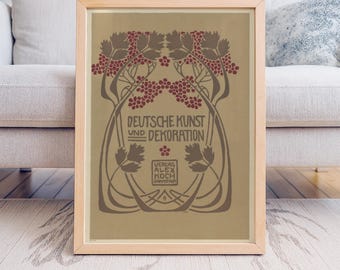 Art nouveau Grapes wall art print Deutsche Kunst und Dekoration poster