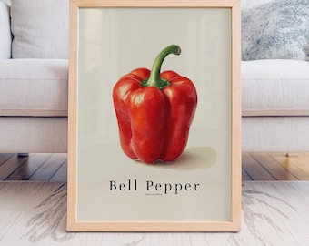 ベルペッパーの絵画 - オリジナルの水彩画からのプリント、「ベル
