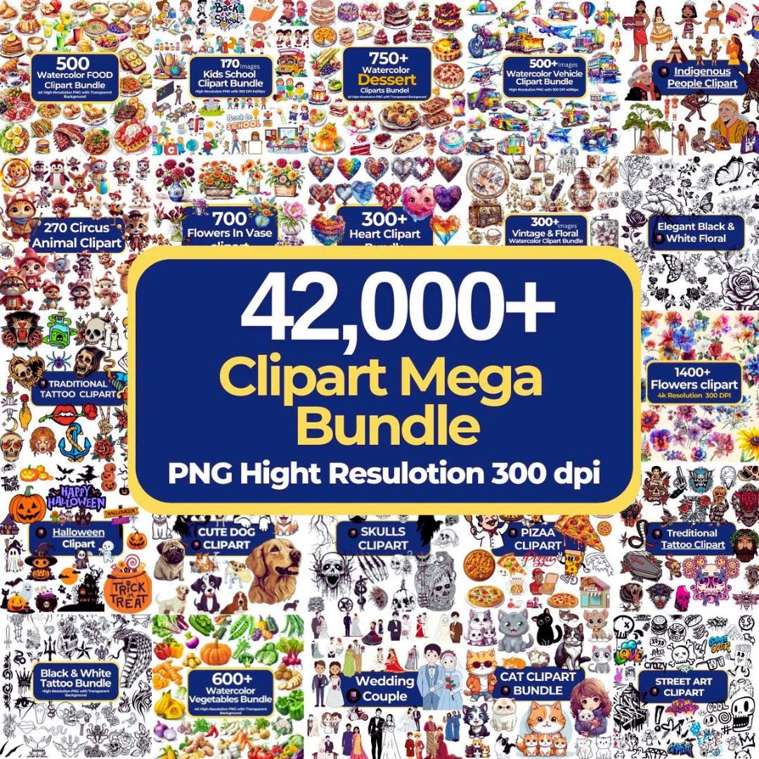 Mega Clipart Bundle - 42,000+ Clip Art Graphics (commercial Use ...