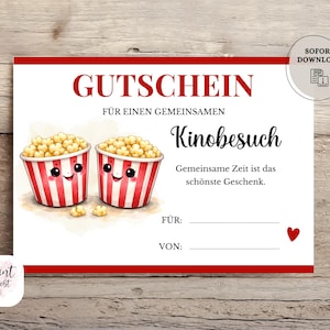 Cupón de cine imprimible | Cupón de cine | Idea de regalo de última hora para una noche de cine | Plantilla de cupón de cine | Descarga digital instantánea (A6)