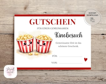 Printable cinema voucher | Cinema voucher | Last-minute gift idea for a movie night | Cinema voucher template | Instant digital download (A6)