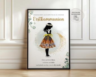 Cash gift for First Communion | First Communion gift for godchild (girl) | Communion gift with money card | Instant digital download