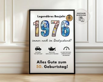 Geldcadeau voor de 50e verjaardag van een man | Grappige verjaardagskaart met geldmotief | DIY verjaardagscadeau-idee, printbaar | Direct te downloaden