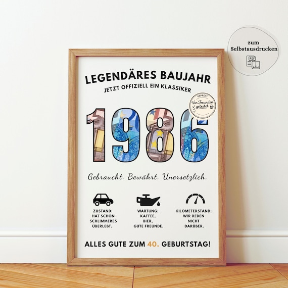 Geldgeschenk 40. Geburtstag Mann Jahrgang 1986 Geschenk Idee Geld lustig DIY Geburtstagsgeschenk I PDF sofort Download selber ausdrucken
