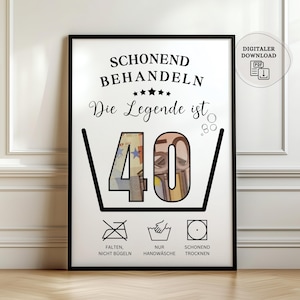 Geldgeschenk 40. Geburtstag | 40 Geburtstag Geschenk Geld | Geburtstagsgeschenk 40 | Poster Schonend behandeln | DIY Geldgeschenk 40