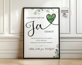 Dinero para regalar en bodas | Regalos de boda | Dinero digital para regalar en bodas | Póster de boda | Regalo DIY para los novios (PDF)