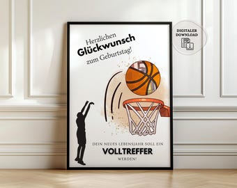 Geldgeschenk Geburtstag | Basketball Geburtstagskarte Geld | DIY Geburtstagsgeschenk Geschenkidee selber ausdrucken PDF sofort Download