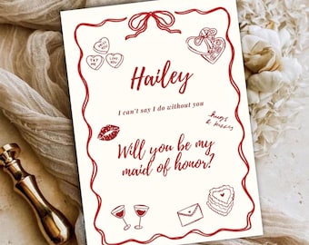 Customizable & Editable Bridesmaid Proposal Card Template: Customizable Icons (5x7 in, Digital Download)