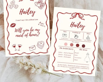 Editable Bridesmaid Proposal Card Template: Customizable Icons (5x7 in, Digital Download)