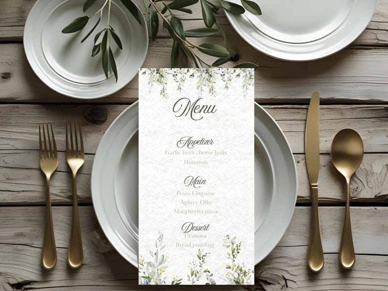 Editable Wedding Dinner Menu Template: Minimalist Floral Design (canva ...