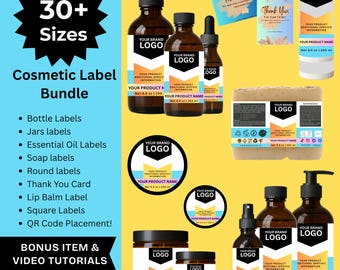 Editable Cosmetic Label Template | DIY Skincare Stickers (Canva)