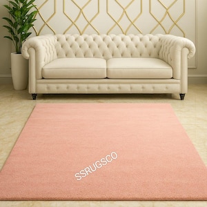Soft Pink Minimalist Area Rug for Living Room – Modern Solid Color Carpet by SSRUGSCO