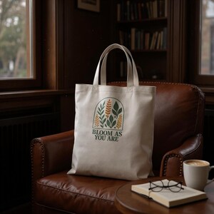 Botanical Canvas Tote Bag: Minimalist Nature Lover Shopper