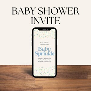 Baby Sprinkle Invitation - Editable & Printable | Baby Boy Baby Shower Invite | Digital Download via Canva