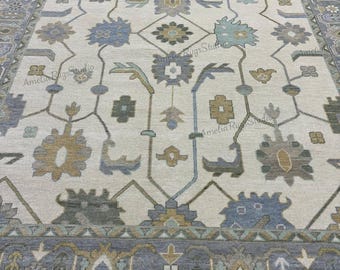 23x30 Beige Türkischer Oushak Teppich - Orientalischer Wollteppich | Handgewebter traditioneller Boho-Bauernhaus-Wohnzimmerteppich