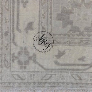 Oushak Rug | Neutral Turkish Handwoven Wool Rug | Large Vintage Style Carpet | Soft Beige Area Rug | Boho Farmhouse Living Room Decor