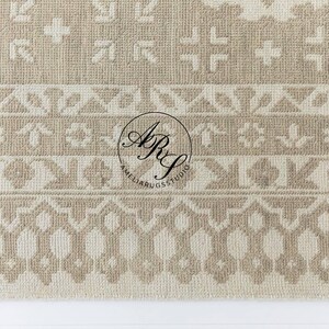 Handmade Oushak Rug | Beige & Cream Turkish Area Rug | Vintage Style Wool Carpet | Boho Farmhouse Decor | Living Room Bedroom Rug