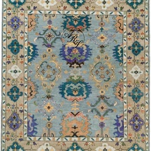 Vintage Look Hand Knotted Area Rug, Hand Knotted Oushak Rug in 8x10, 9x12, 10x14 for bedroom, Living Room, Dining Area,Large Rugs