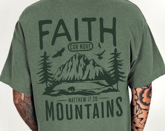 Faith Can Move Mountains PNG: Christian Bible Verse Design (Digital Download)