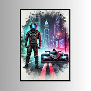 Racing car poster, racing posters, car poster, race car wall art print, digital print, race fan gift, car prints, wall art, game room decor
