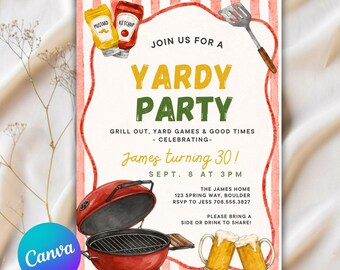 Backyard BBQ Party Invitation Template, Bbq Birthday Invite, Barbecue Party Template Outdoor Bbq Grill Party, Bbq Potluck Invite Template