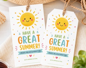 Have a Great Summer Gift Tag Template, Printable Gift Tags, Editable End of School Year Tag, Summer Gift Tag, Teacher Instant Download