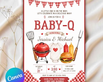 Baby-Q Baby Shower Invitation Template, BBQ Baby Shower Invitation Template, Cookout Baby-Q Baby Shower Invitation Template, Baby-Q Invite