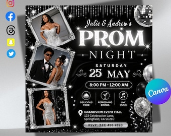 Prom Send Off Flyer, DIY Prom Flyer, Prom Canva Template, Prom Send Off, Prom Send Off Event, Editable, DIY Canva, Instant Download