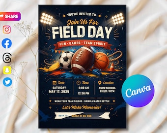 Field Day Invitation: Editable Sports Invite Template (Digital Download)