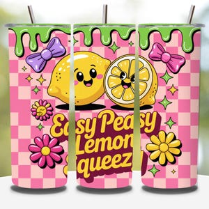 Easy Peasy Lemon Squeezy Tumbler Wrap, Lemons Coquette Summer Preppy 20oz Trendy Tumbler Sublimation Design PNG, Popular Digital Download