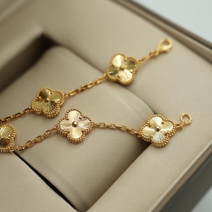 Guillioche clover bracelet 925 silver 18k gold plated bracelet