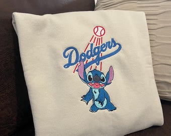 LA Baseball Blue Monster Sweatshirt Embroidered