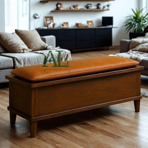 Custom Leather Bench Cushion | Buffalo Leather Seat Pad | Handmade Rustic | Personalized Seating for Dining, Entryway & Window Benches