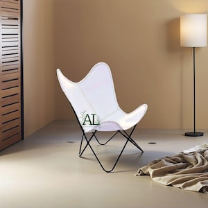 Leather Butterfly Chair | Leather Living Room Chairs | Handmade Genuine Tan Leather | Lounge Relax Arm Chair
