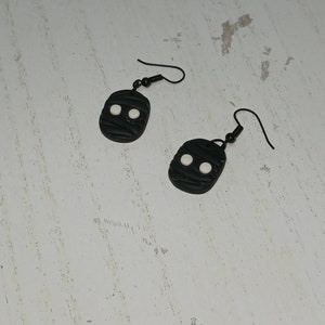Black Mummy Clay Earrings, Cute Mummy Dangle Earrings, Halloween Jewelry, Silly Mummy Earrings, Halloween Costume Jewelry, Mummy Earrings