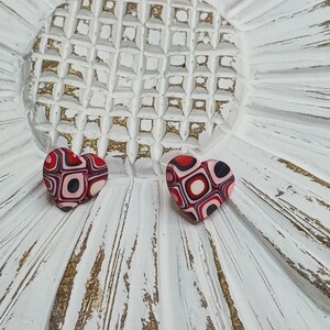 Cute Handmade Multi-Colored Clay Heart Stud Earrings, Clay Jewelry, Heart Earrings, Valentine, Birthday, Christmas, Stocking Stuffer