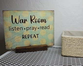 Christian Sign Double Sided with stand, War Room, Prayer Room, Pastor Gift, Women's Christian Group, Women's Retreat, Christmas Gift, Easter