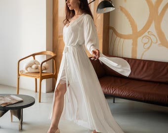 Bata de seda, bata de seda pura, bata tipo kimono, bata tipo kimono, kimono para mujer, manga larga y ancha hasta el suelo