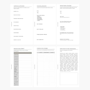 Könnte beinhalten: Ein weißes Journal mit sechs Abschnitten, die jeweils Überschriften und Aufforderungen zur Selbstreflexion enthalten. Zu den Abschnitten gehören Aufforderungen zur Traumkartierung, zum göttlichen Timing und zum Nachweis von Luxus. Das Journal soll Benutzern helfen, ihre innere Welt zu erkunden.