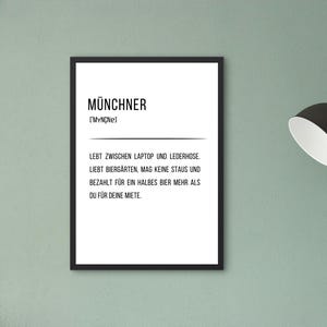 Munich Poster: Humorous Residents Definition | German | Digital Print