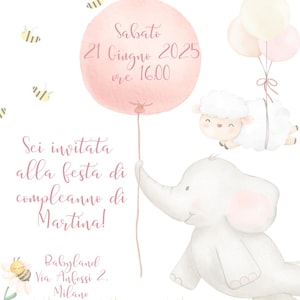 INVITO festa bimba, COMPLEANNO - Invito digitale per festa di compleanno bimba, editabile su canva, stampabile, whatsapp