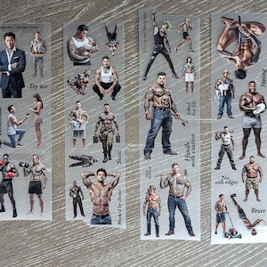 Tattooed Men PET Tape 7cm x 100cm | Masculine Sticker Roll, Inked Guys Journaling Tape, Strong Men Clear PET Stickers