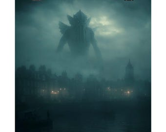 Dagon Over Innsmouth Poster | Lovecraft Horror Wall Art, Cosmic Horror Print, Eldritch Mythos Decor, Gothic Occult Poster