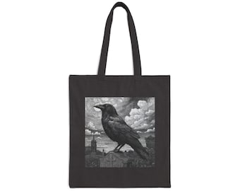 Bolsa de mano Cuervo en el Cementerio / Estética gótica, ocultista, cuervo, witchcore