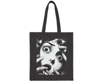 Whispers Unseen Tote Bag | Junji Ito Inspired Black Tote Bag
