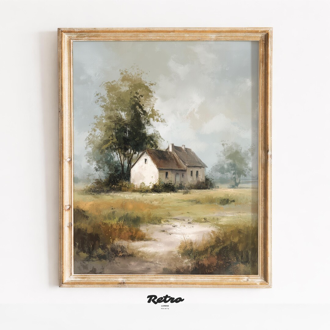 Cottagecore Country Cottage Wall Art Printable, Pastoral Landscape ...