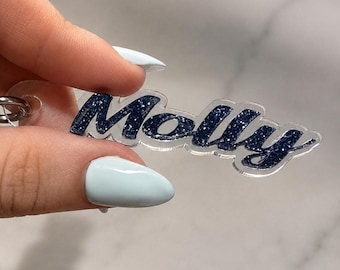 Personalized Acrylic Name Keychain | Custom Glitter Name Keychain | Cute Gift for Her | Custom Bag Charm | Purse Charm | Car Key Accessory