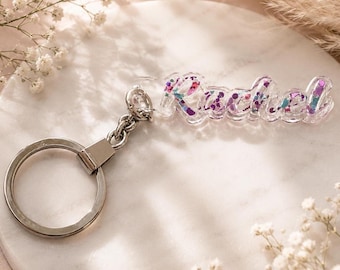 Personalized Acrylic Name Keychain | Custom Glitter Keychain | Cute Gift for Her | Personalized Bag Charm | Birthday Gift| Girl Gift Ideas